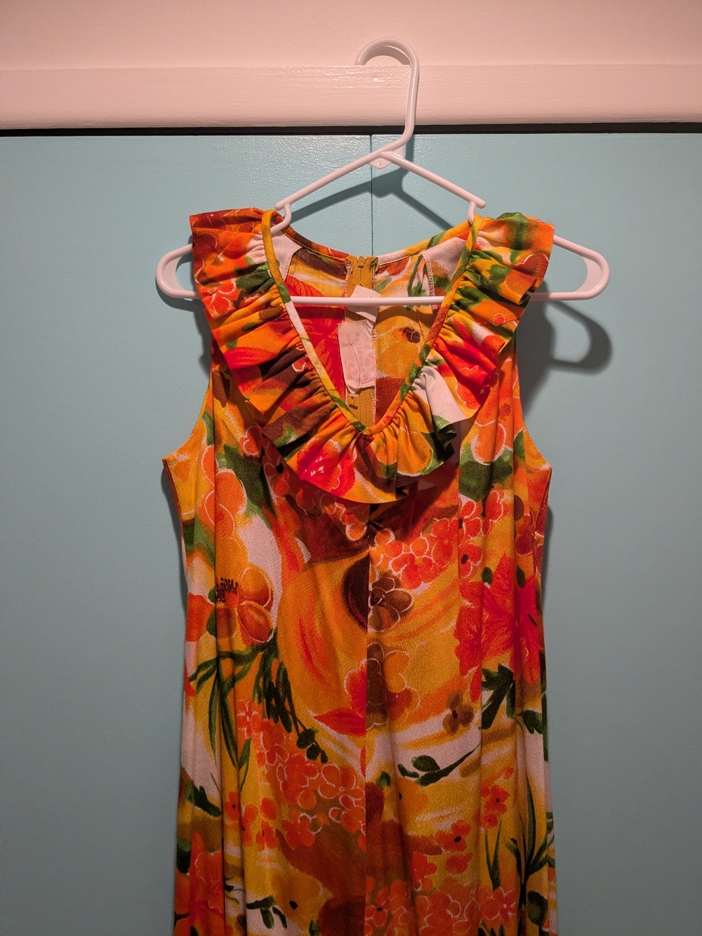 Vintage 60s 70s Sears Hawaiian Fashion Tiki Tropical Maxi Dress
